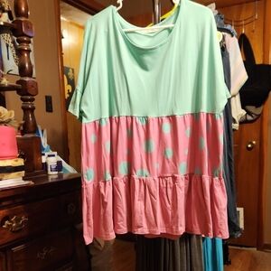 Mint Green and Pink Polka Dot Dress